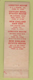Matchbook Cover - New England Oyster House Miami Coral Gables Perrine FL
