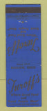 Matchbook Cover - Turoff's Restaurant Marion OH WEAR