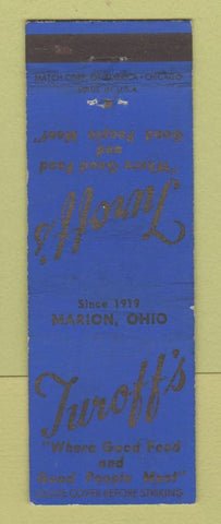Matchbook Cover - Turoff's Restaurant Marion OH WEAR
