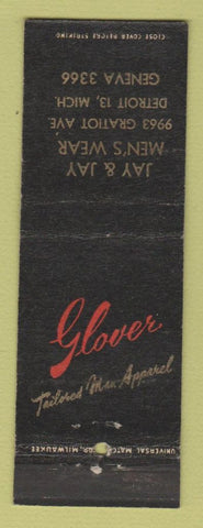 Matchbook Cover - Glover Men's Clothes Jay and Jay Detroit MI