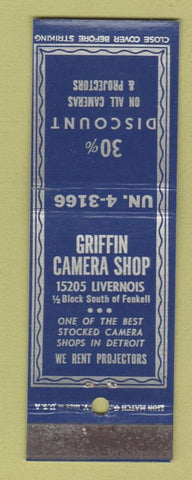 Matchbook Cover - Griffin Camera Shop Detroit MI WEAR