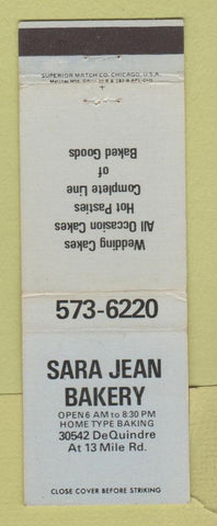 Matchbook Cover - Sara Jean Bakery Detroit? MI WEAR