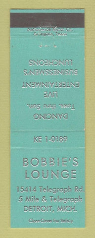 Matchbook Cover - Bobbie's Lounge Detroit MI