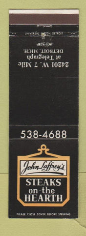 Matchbook Cover - John Laffrey's Steaks Detroit MI