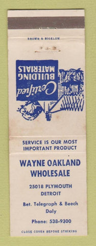 Matchbook Cover - Wayne Oakland Building Materials Detroit MI WEAR