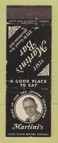Matchbook Cover - Martini's Bar Detroit? MI WORN