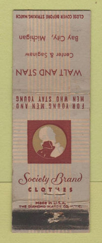 Matchbook Cover - Society Brand Men's Clothes Walt Stan Bay City MI WORN