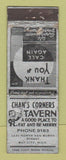 Matchbook Cover - Chan's Corners Tavern Bay City MI POOR
