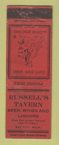 Matchbook Cover - Russell's Tavern Bay City MI WORN