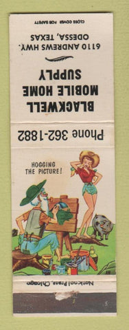 Matchbook Cover - Blackwell Mobile Home Supply Odessa TX hillbilly WORN