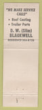 Matchbook Cover - Blackwell Mobile Home Supply Odessa TX hillbilly WORN