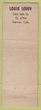 Matchbook Cover - Scientific Supply Denver Colorado Janitor Laundry