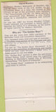 Matchbook Cover - Golden Boys Boosting Manitoba Winnipeg MB 30 Strike