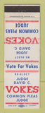 Matchbook Cover - David Vokes Judge Election MI? WEAR