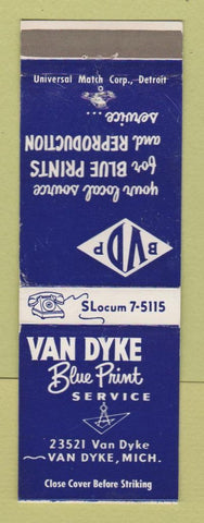 Matchbook Cover - Van Dyke Blue Print Service MI