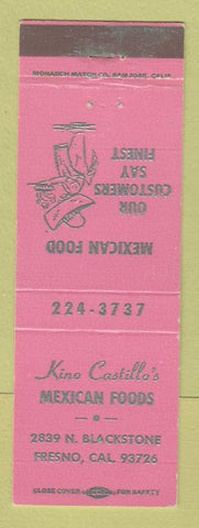 Matchbook Cover - Kino Castillo's Mexican Restaurant Fresno CA