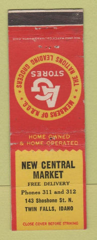 Matchbook Cover - New Central Market Grocery Twin Falls ID WORN