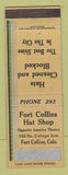 Matchbook Cover - Fort Collins Hat Shop Colorado