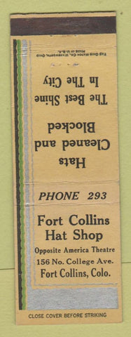 Matchbook Cover - Fort Collins Hat Shop Colorado