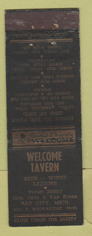 Matchbook Cover - Welcome Tavern Bay City MI WEAR