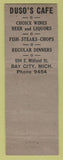 Matchbook Cover - Dick Duso Cafe Bay City MI WEAR