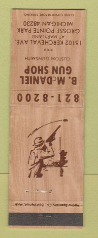 Matchbook Cover - B McDaniel Gun Shop Grosse Pointe Park MI