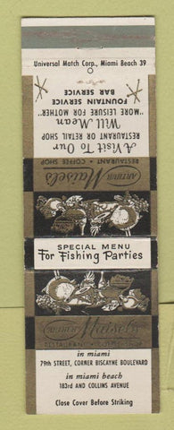 Matchbook Cover - Arthur Maisel's Restaurant Miami Beach FL