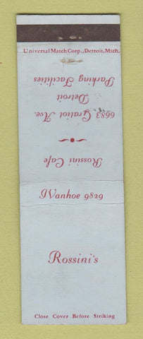 Matchbook Cover - Rossini's Cafe Detroit MI