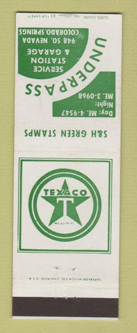 Matchbook Cover - Underpass Texaco oil gas Colorado Springs