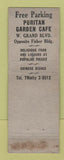 Matchbook Cover - Puritan Garden Cafe Detroit? Christmas WEAR