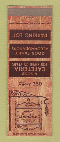 Matchbook Cover - Hotel Lembke Valparaiso IN