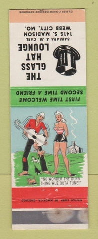 Matchbook Cover - Glass Hat Lounge Webb City MO hillbilly WEAR