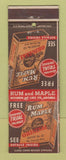 Matchbook Cover - Rum Maple Pipe Tobacco DD Bean