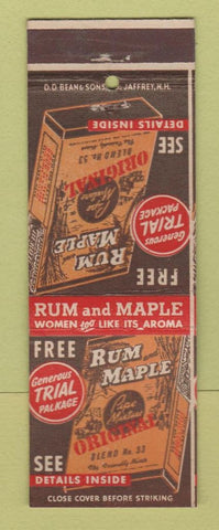 Matchbook Cover - Rum Maple Pipe Tobacco DD Bean