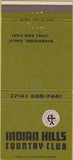 Matchbook Cover - Indian Hills Country Golf Club Riverside CA 30 Strike