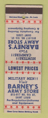 Matchbook Cover - Barney's Army Store St Louis MO