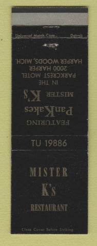 Matchbook Cover - Mister K's Restaurant Harper Woods MI WEAR