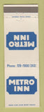 Matchbook Cover - Metro Inn Romulus MI