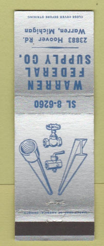 Matchbook Cover - Warren Federal Supply Warren MI pipe tubing fittings
