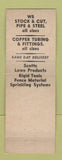Matchbook Cover - Warren Federal Supply Warren MI pipe tubing fittings