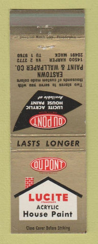 Matchbook Cover - DuPont Lucite House Paint Eastown Detroit MI