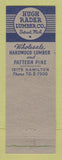 Matchbook Cover - Hugh Rader Lumber Detroit MI