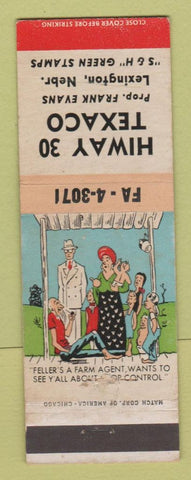 Matchbook Cover - Hiway 30 Texaco oil gas Lexington NE hillbilly WEAR