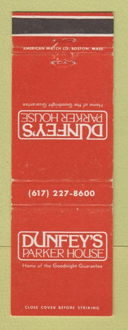 Matchbook Cover - Dunfey's Parker House