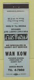 Matchbook Cover - Wan Kow Chinese Restaurant Detroit MI