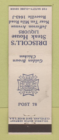 Matchbook Cover - VFW Driscoll's Steak House Roseville MI