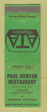 Matchbook Cover - Paul Bunyan Restaurant Newberry MI