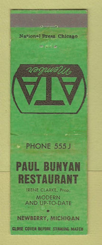 Matchbook Cover - Paul Bunyan Restaurant Newberry MI