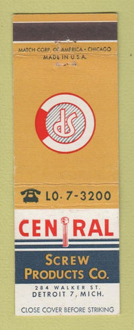 Matchbook Cover - Central Screw Products Detroit MI