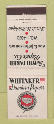 Matchbook Cover - Whitaker Standard Papers Detroit MI